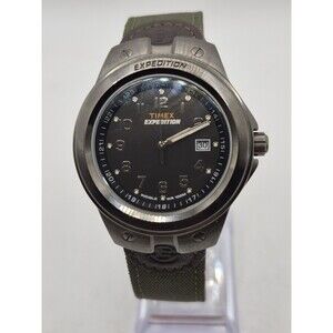 Timex Expedition Indiglo Watch. Gunmetal Grey + New Hybrid Leather/Canvas Band